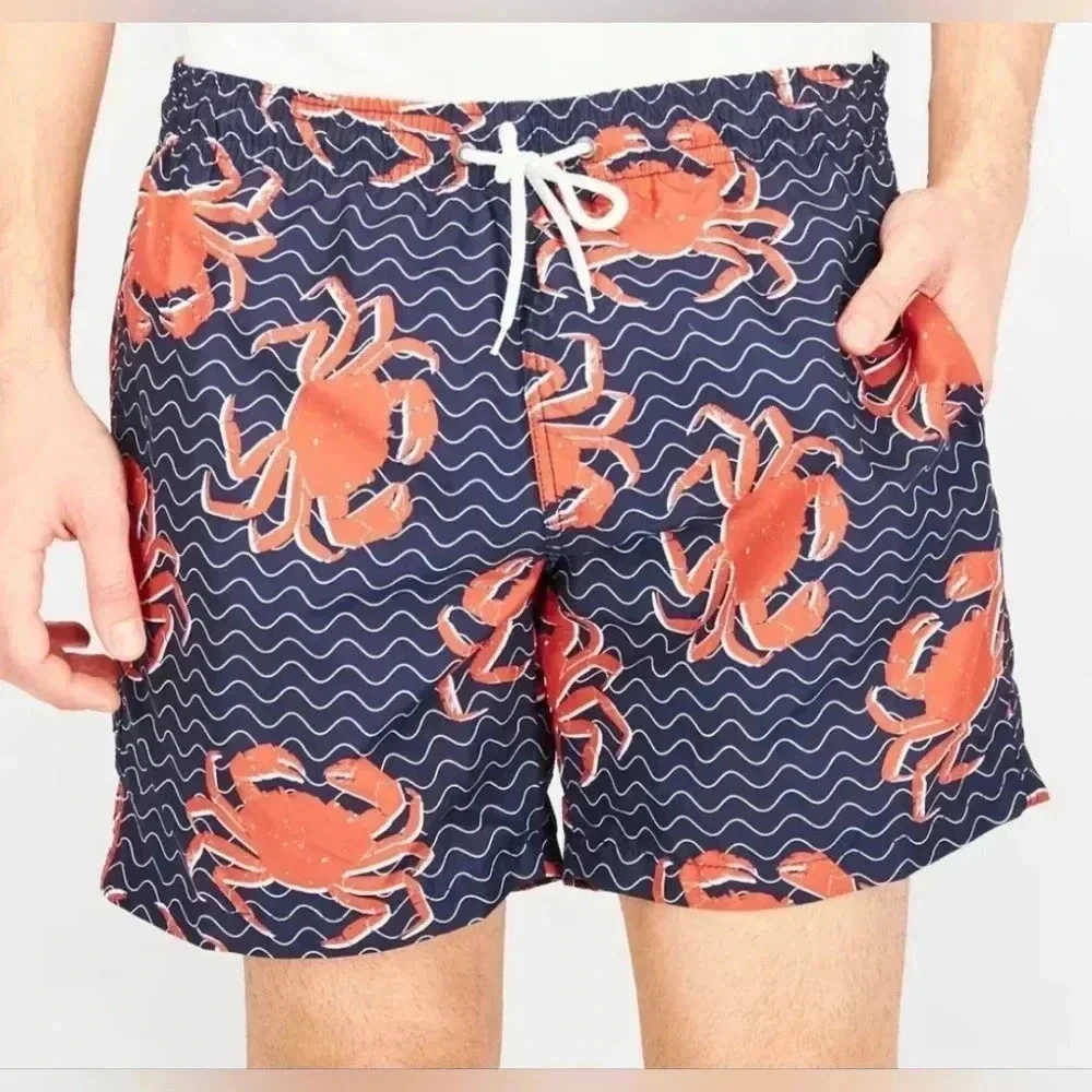 NWOT Trunks Wavy Crab Sano Swim Shorts Swim Trunks Pool Beach Vacation Men's L